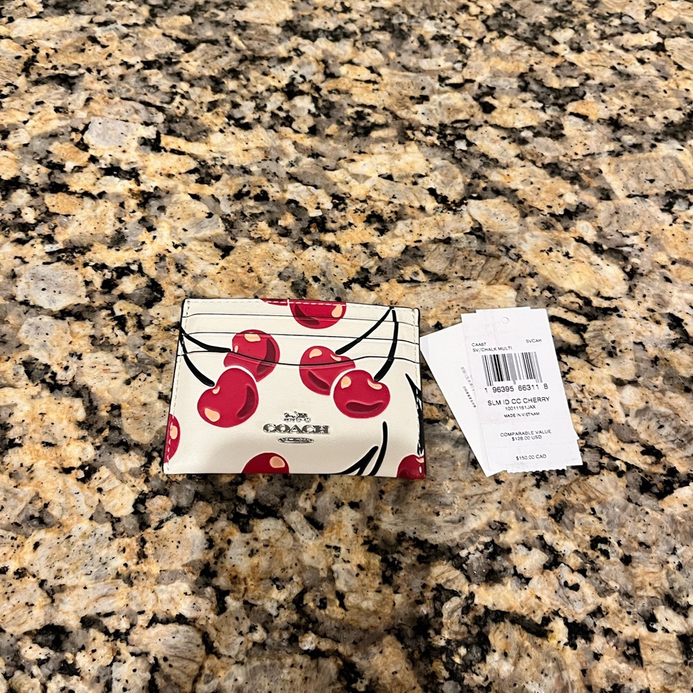 Coach White and Red Cherry Card Holder